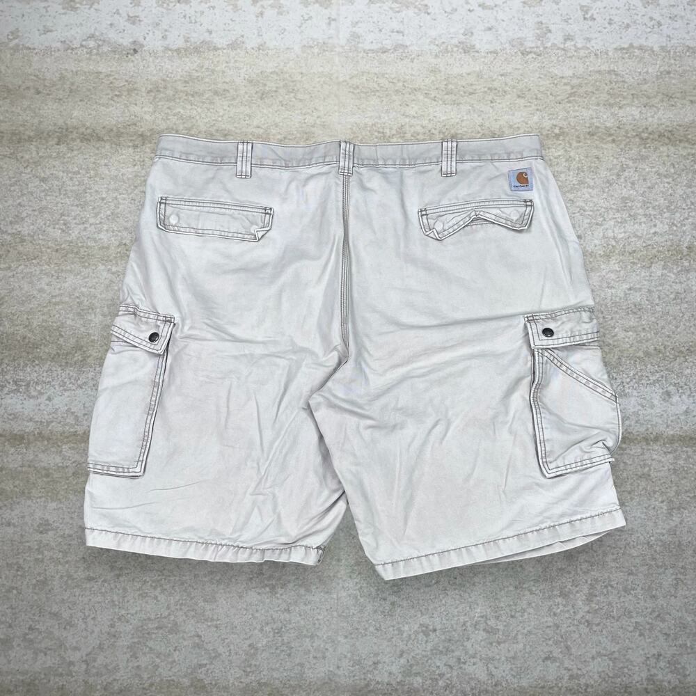 Vintage Y2K Carhartt Cargo Shorts 44x11 Light Tan Canvas White Logo 11" Inseam